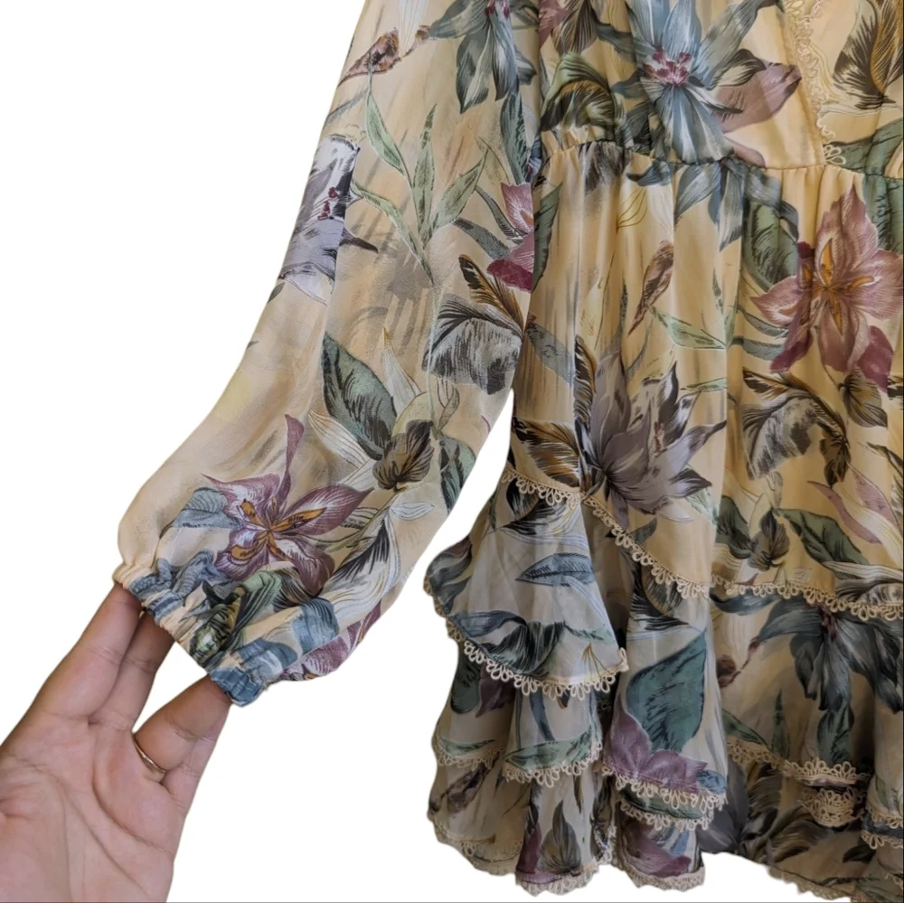 Luxxel Floral Long Sleeve Open Back Dress - Picture 3 of 10